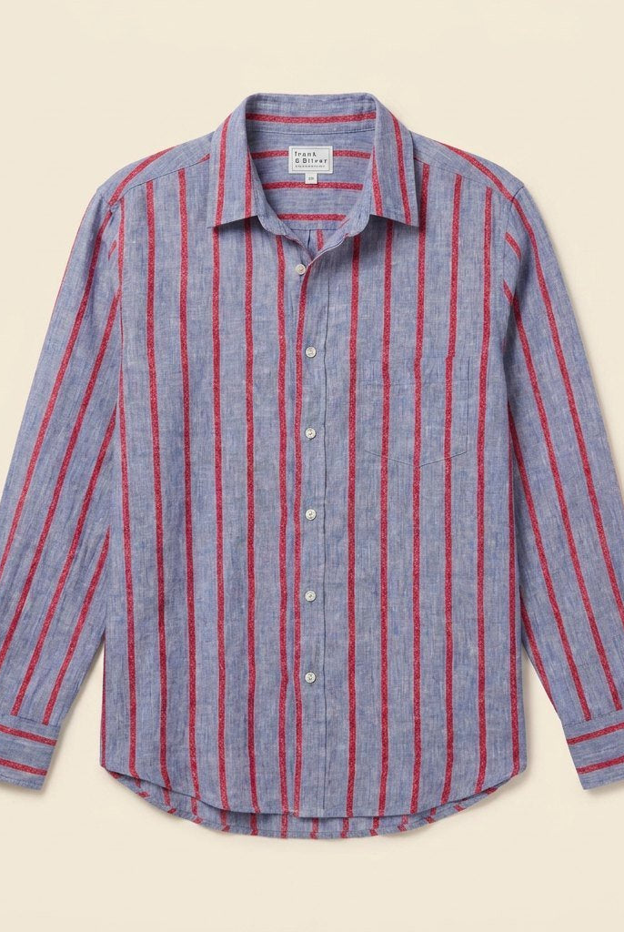 Eli Women's Top | Italian Linen, Relaxed Fit, Textured Stripe 4