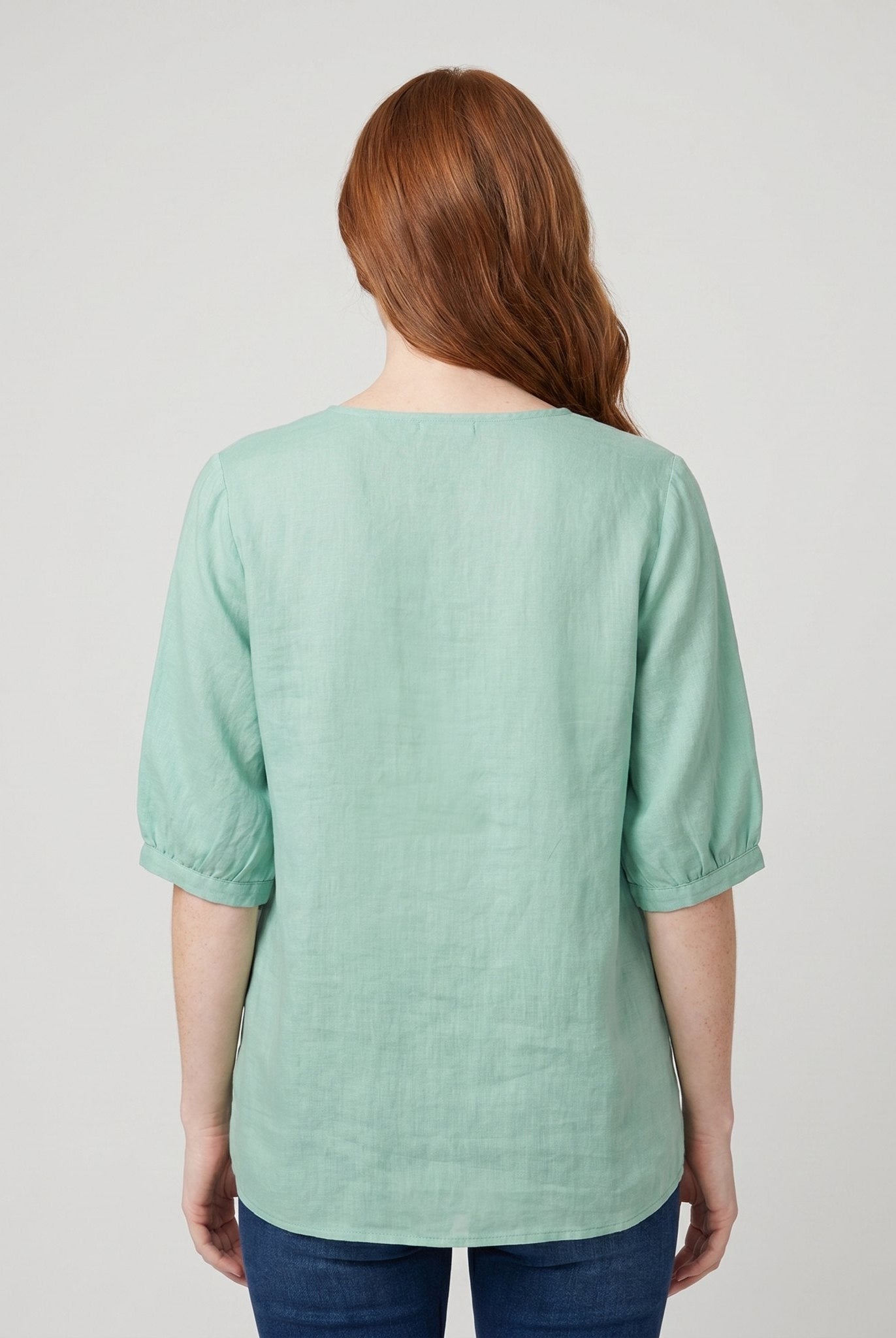 Eloria Womens Blouse | Lightweight Cotton-Linen, Embroidered Floral Design 4