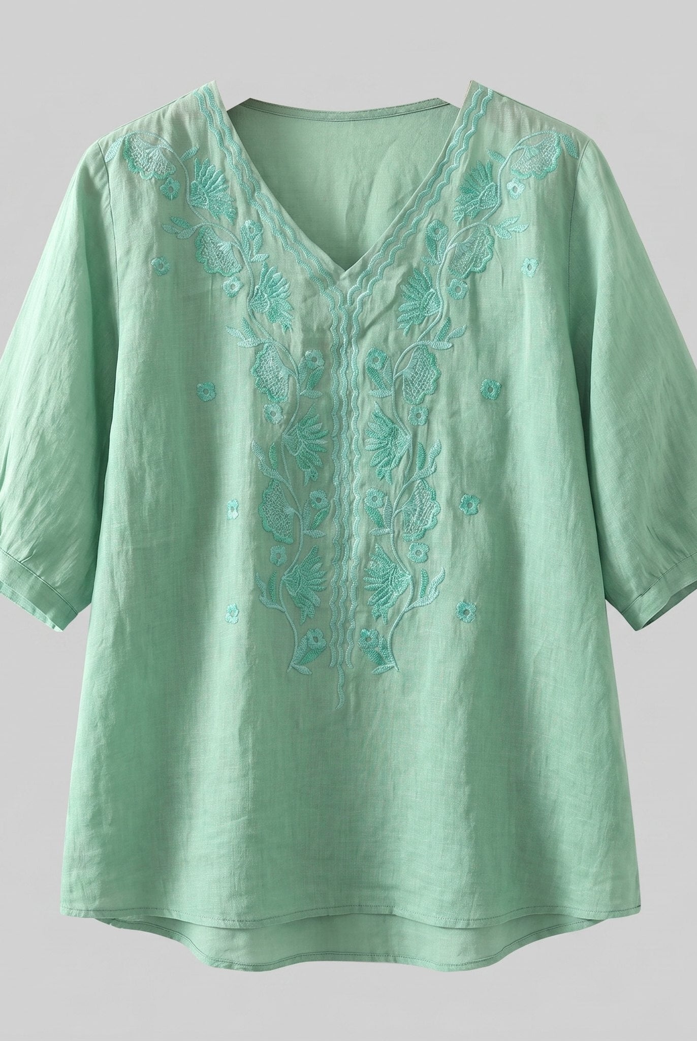 Eloria Womens Blouse | Lightweight Cotton-Linen, Embroidered Floral Design 5