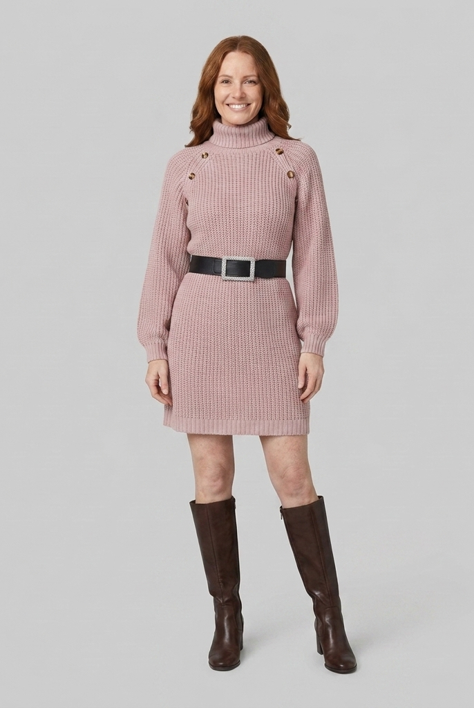 Elysia Knit Dress | Turtle Neck, A-Line Silhouette, 100% Acrylic 0