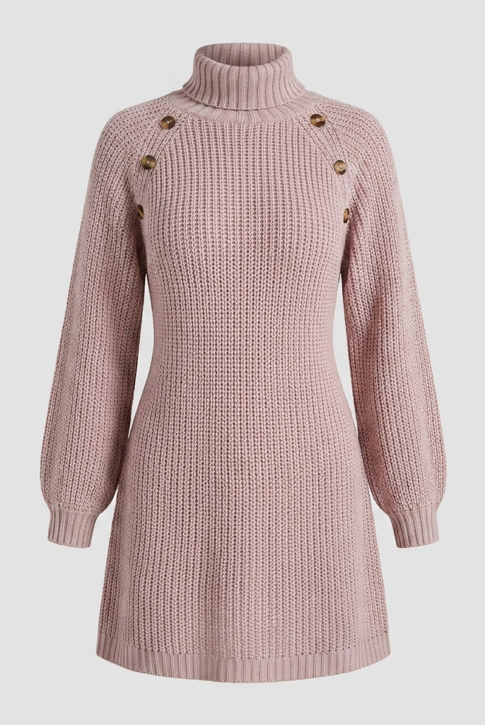 Elysia Knit Dress | Turtle Neck, A-Line Silhouette, 100% Acrylic 4
