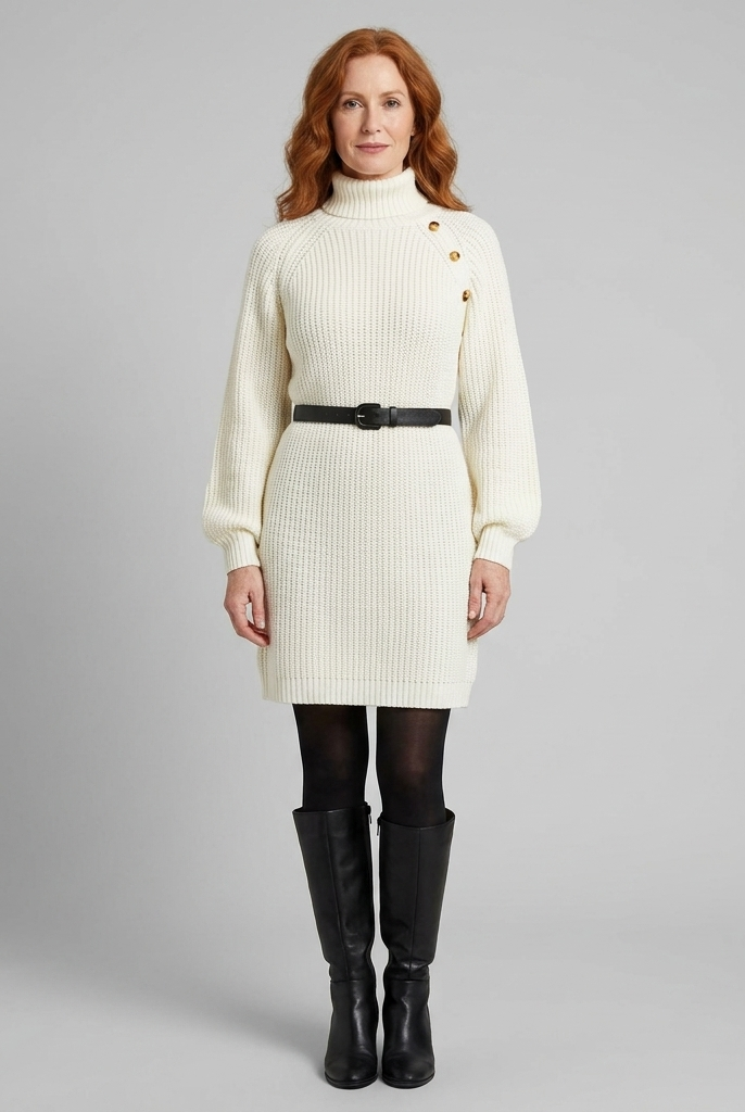 Elysia Knit Dress | Turtle Neck, A-Line Silhouette, 100% Acrylic 7