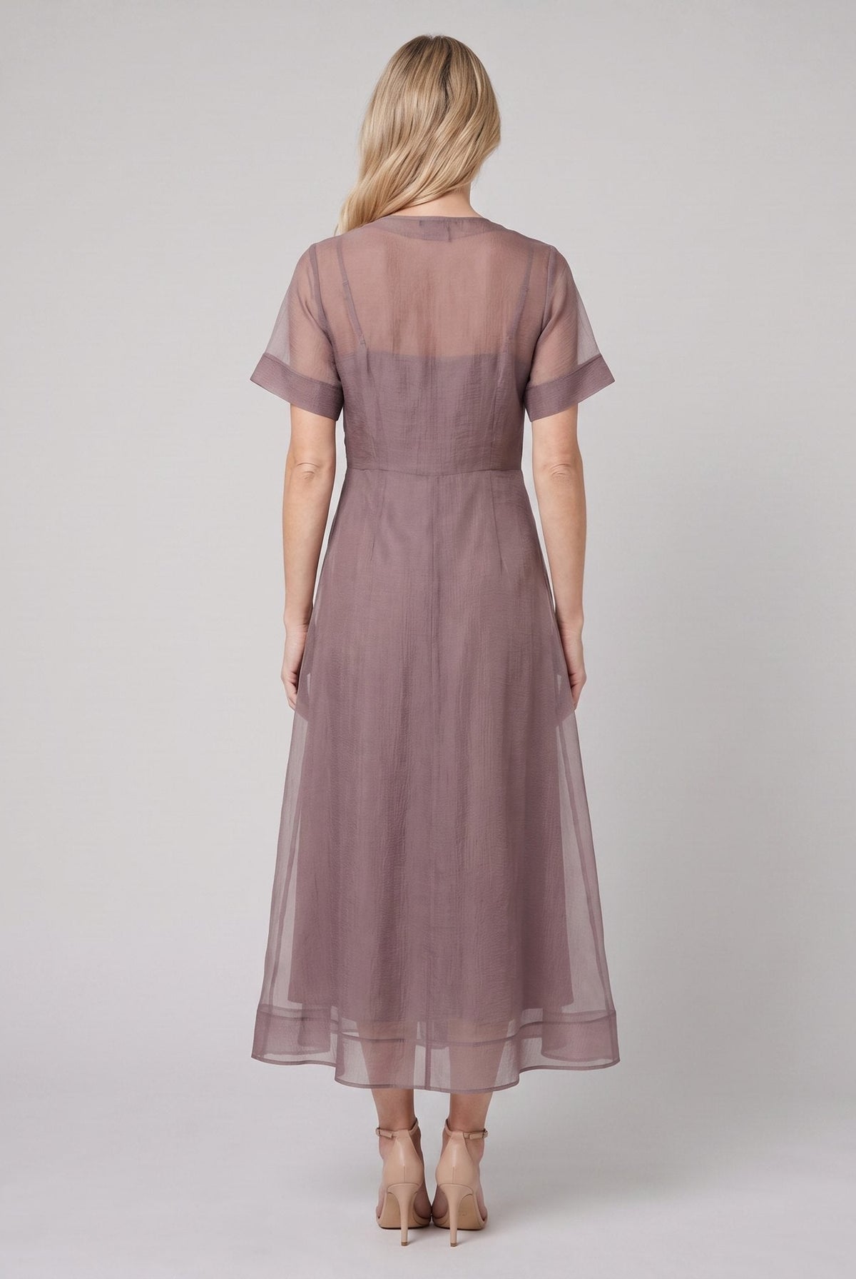 Elysia Midi Dress | Organza A-Line, Button Closure, Wedding Guest & Cocktail Suitable 3