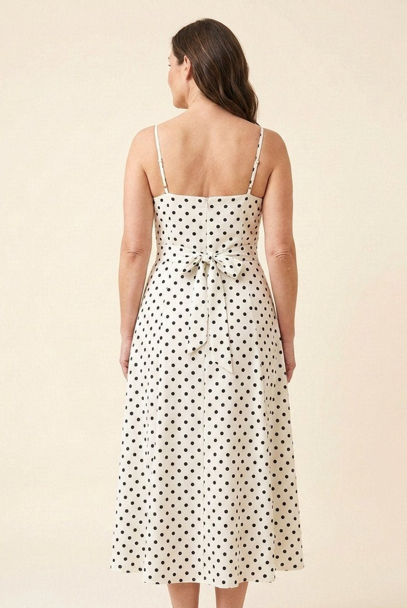 Elysia Midi Dress | Polka Dot Print, Tie-Up Waist, Regular Fit 3
