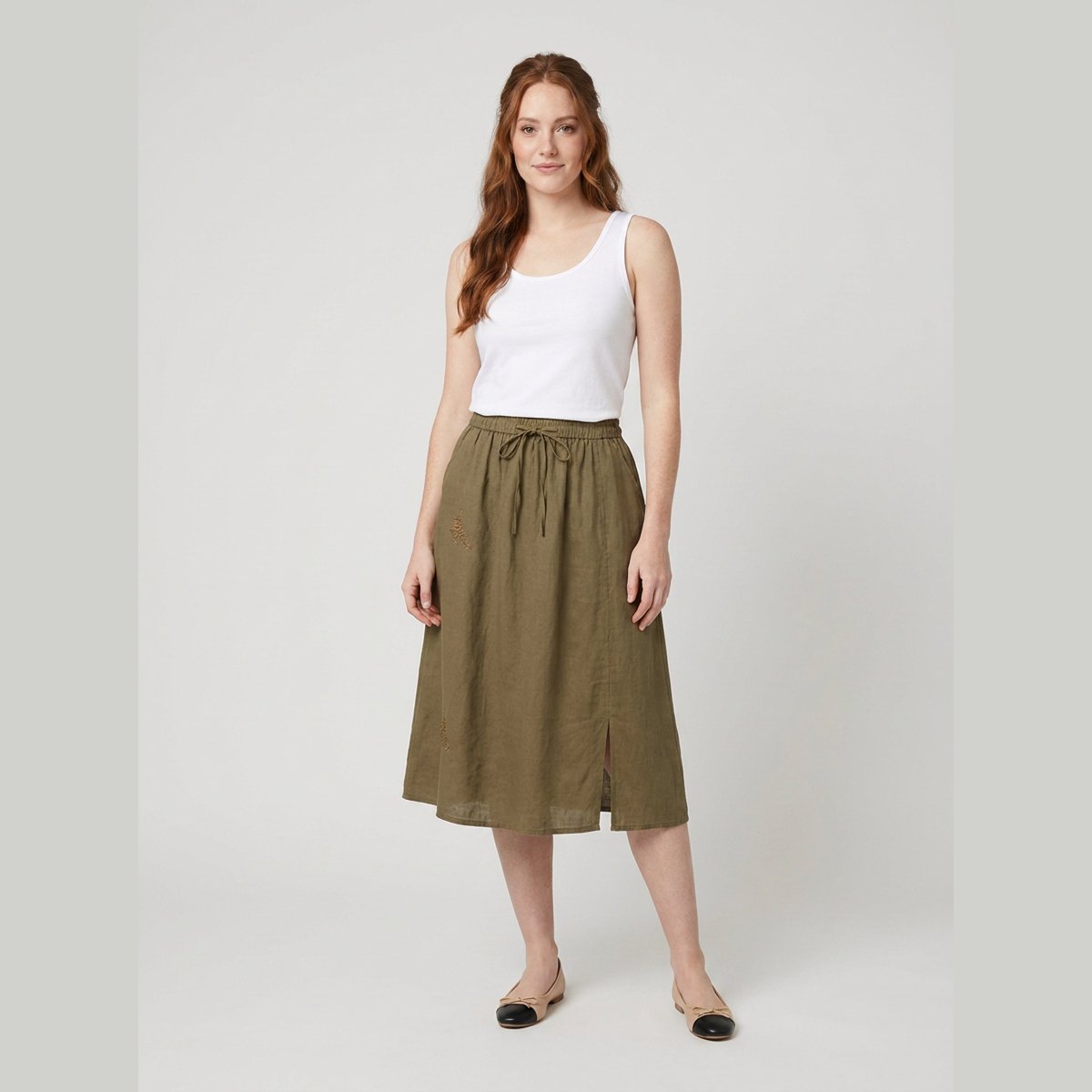 Elysia Women's Skirt | 100% Organic Linen, A-Line Design, Knee-Length 3