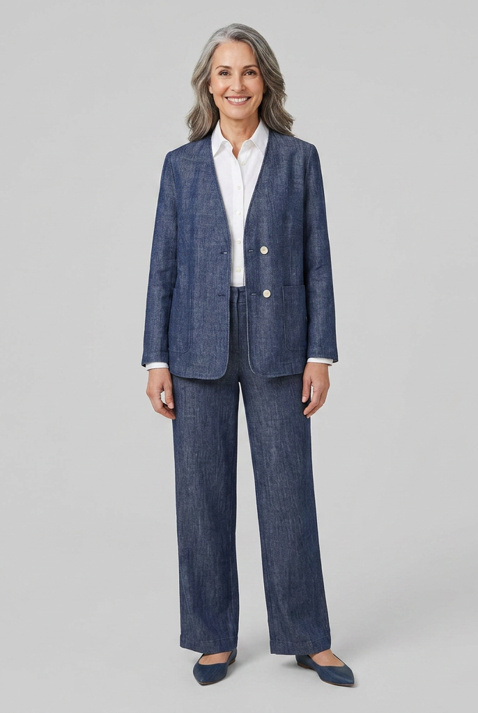 Elysian Reversible Jacket | Tencel Linen, Denim Texture 0