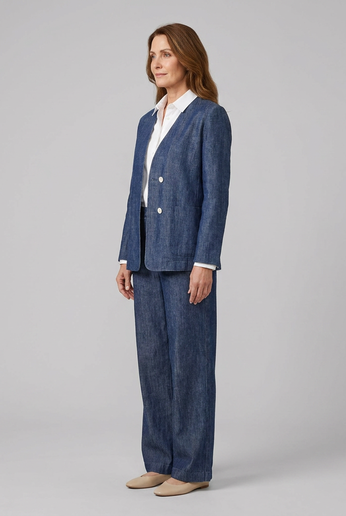 Elysian Reversible Jacket | Tencel Linen, Denim Texture 2