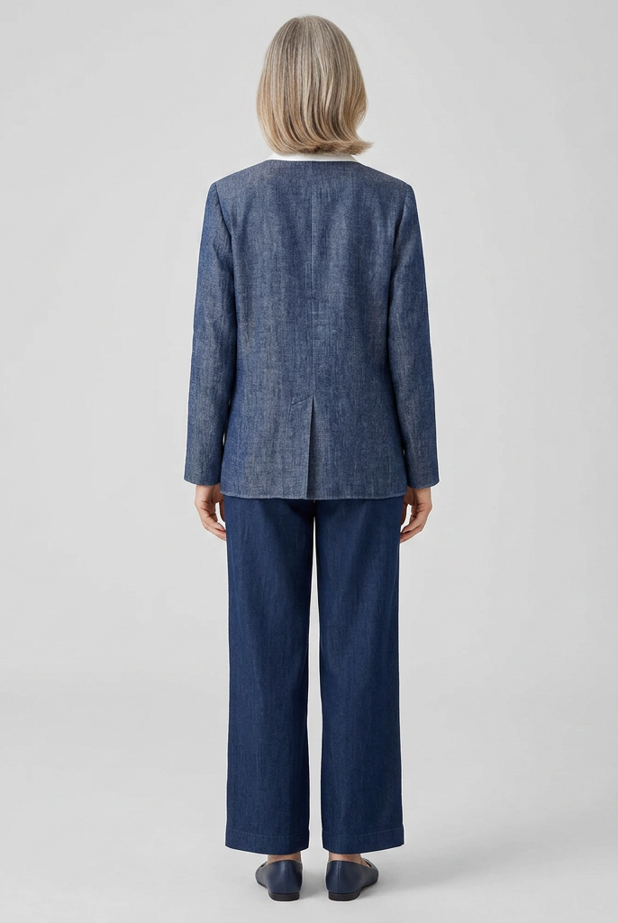 Elysian Reversible Jacket | Tencel Linen, Denim Texture 3