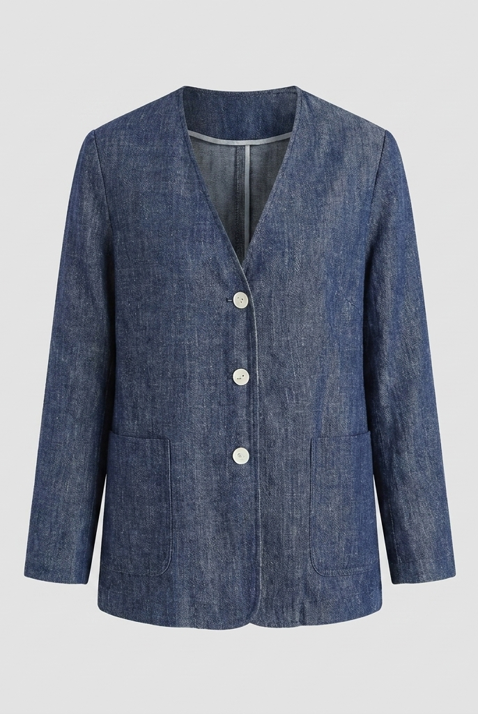 Elysian Reversible Jacket | Tencel Linen, Denim Texture 5