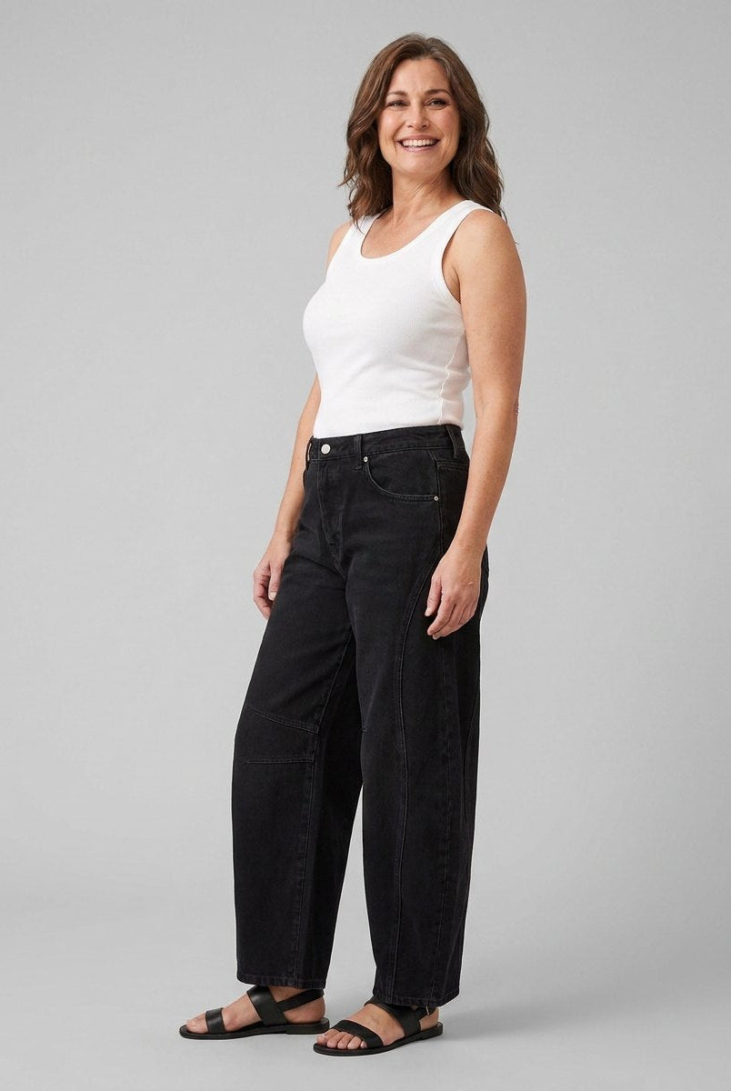 Elysian Wide Leg Jeans | Mid-Rise, Ankle Length, Stretch Blend 1