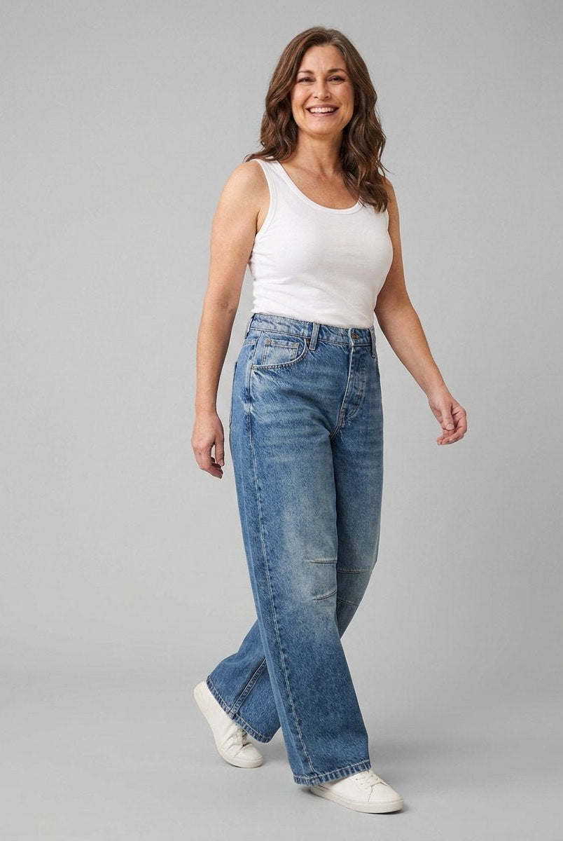 Elysian Wide Leg Jeans | Mid-Rise, Ankle Length, Stretch Blend 2