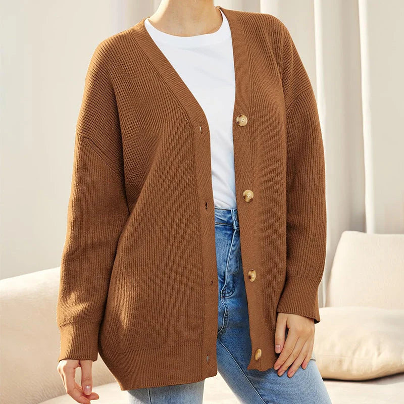 Evelyn Cardigan Sweater | Button-Up, Relaxed Fit, Sizes S-4XL, Available in Black and White 5