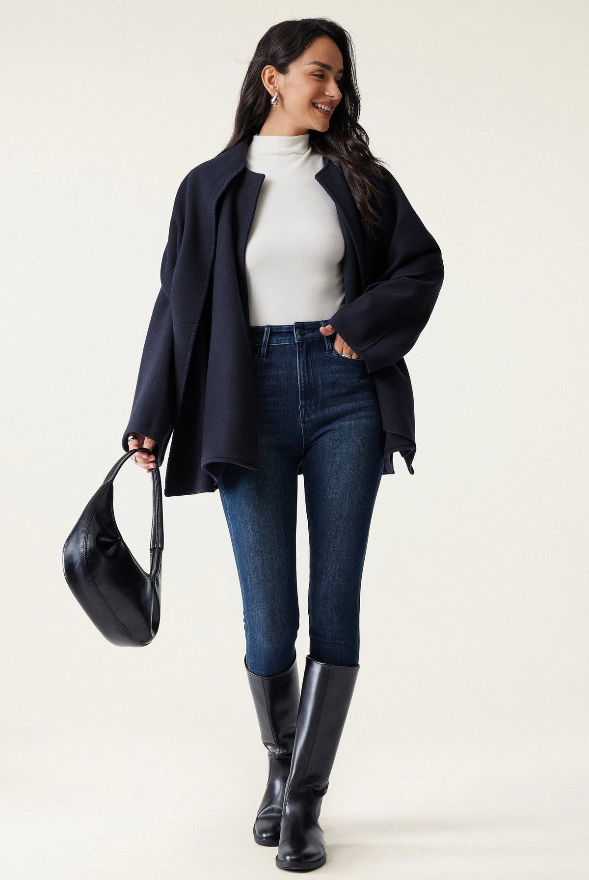 Fable Women's Coat | Oversized Scarf, Draped Collar, Relaxed Fit 5