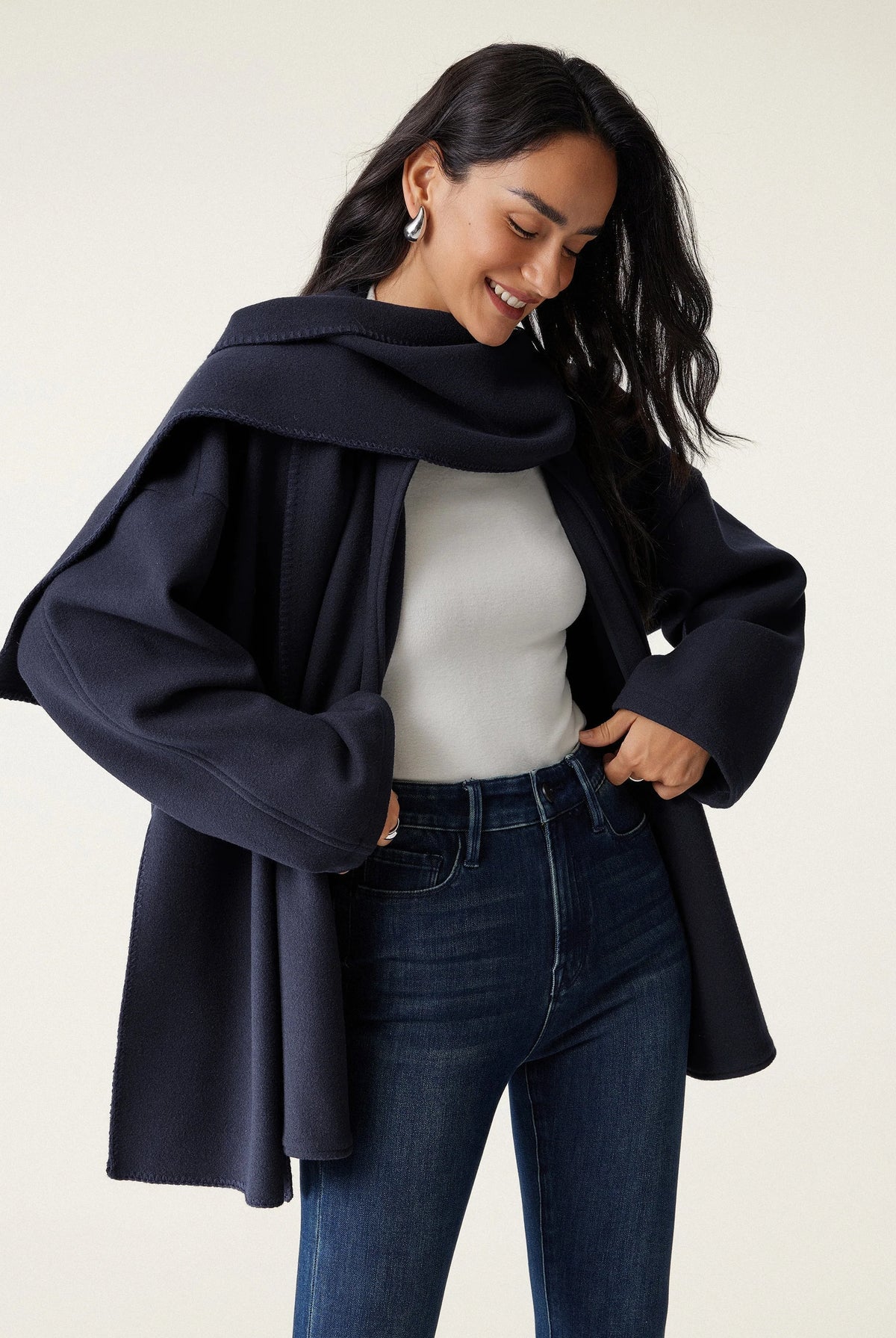 Fable Women's Coat | Oversized Scarf, Draped Collar, Relaxed Fit 6