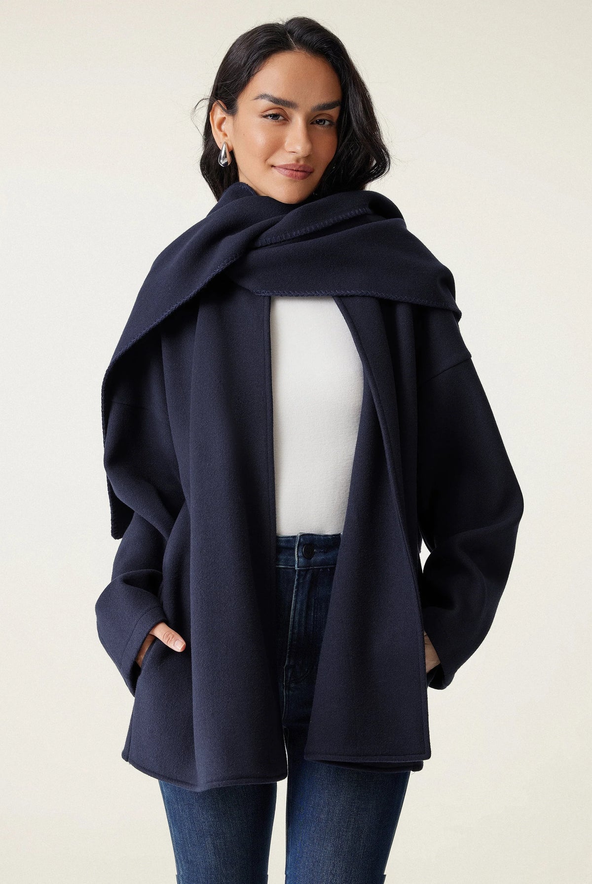 Fable Women's Coat | Oversized Scarf, Draped Collar, Relaxed Fit 7