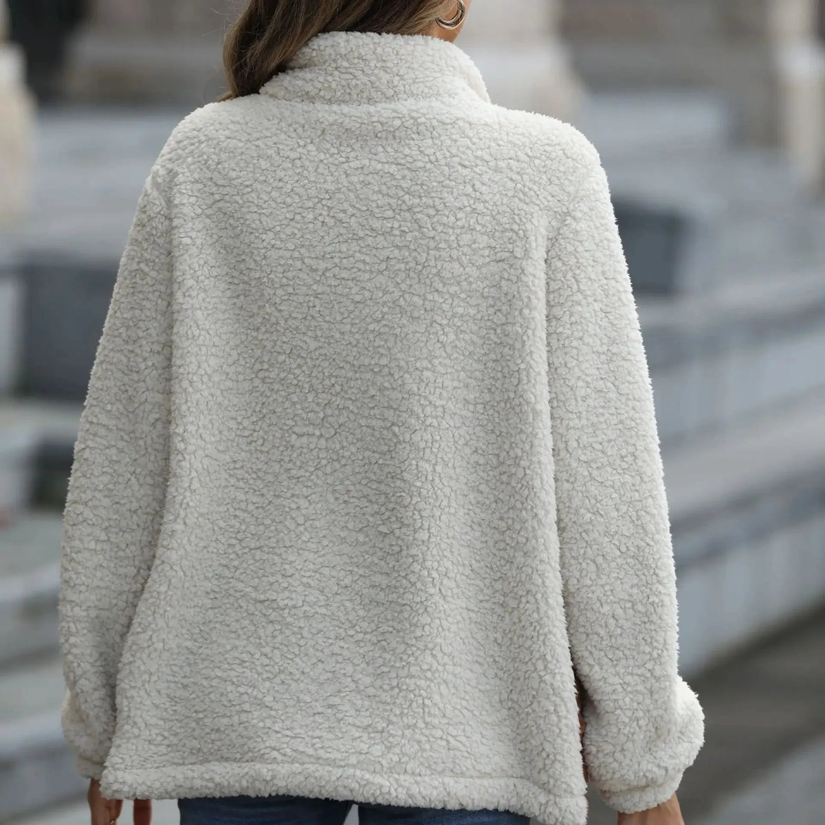 Fiora Quilted Jacket | Sherpa Fleece, High Stand Collar, Full Zip, Hip Length 3