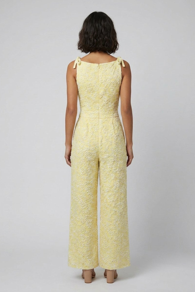 Fiora Womens Jumpsuit | Textured Fabric, Sleeveless with Bow Detail 3