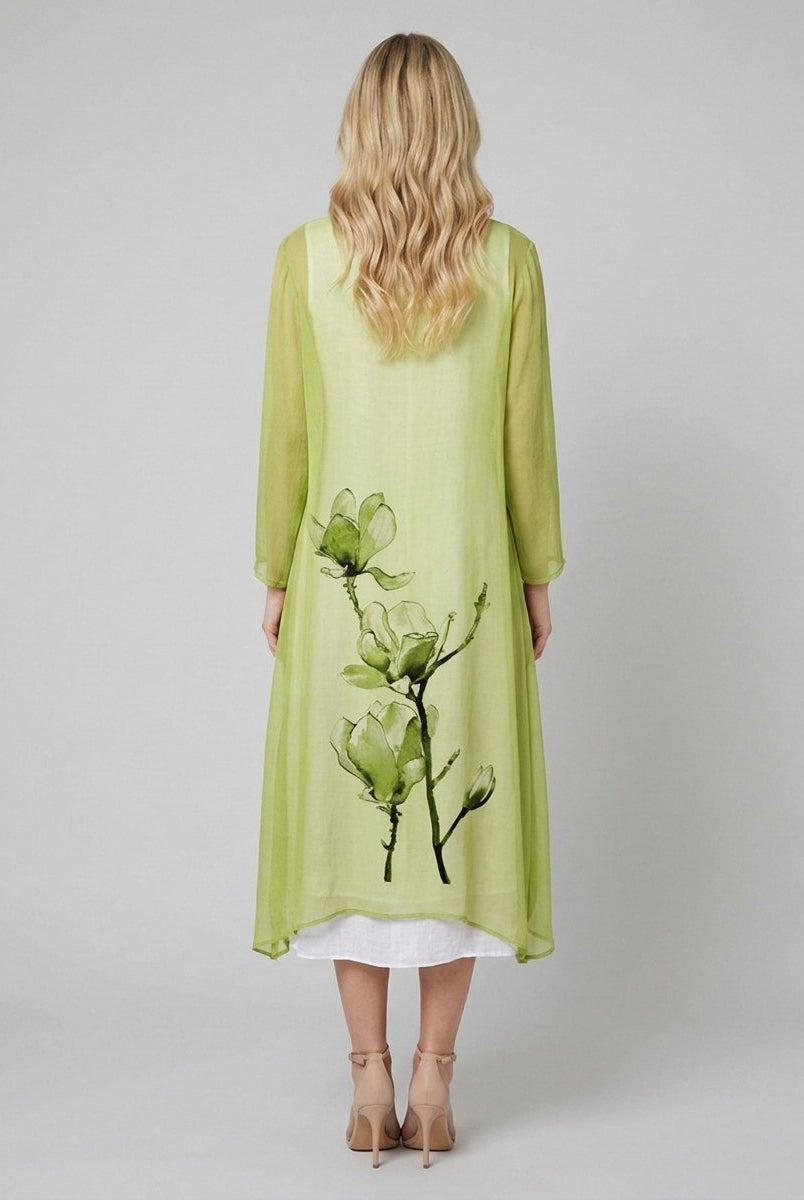 Fleur Midi Dress Set | Floral Linen Dress with Chiffon Cardigan, Perfect for Summer Weddings and Formal Events 3