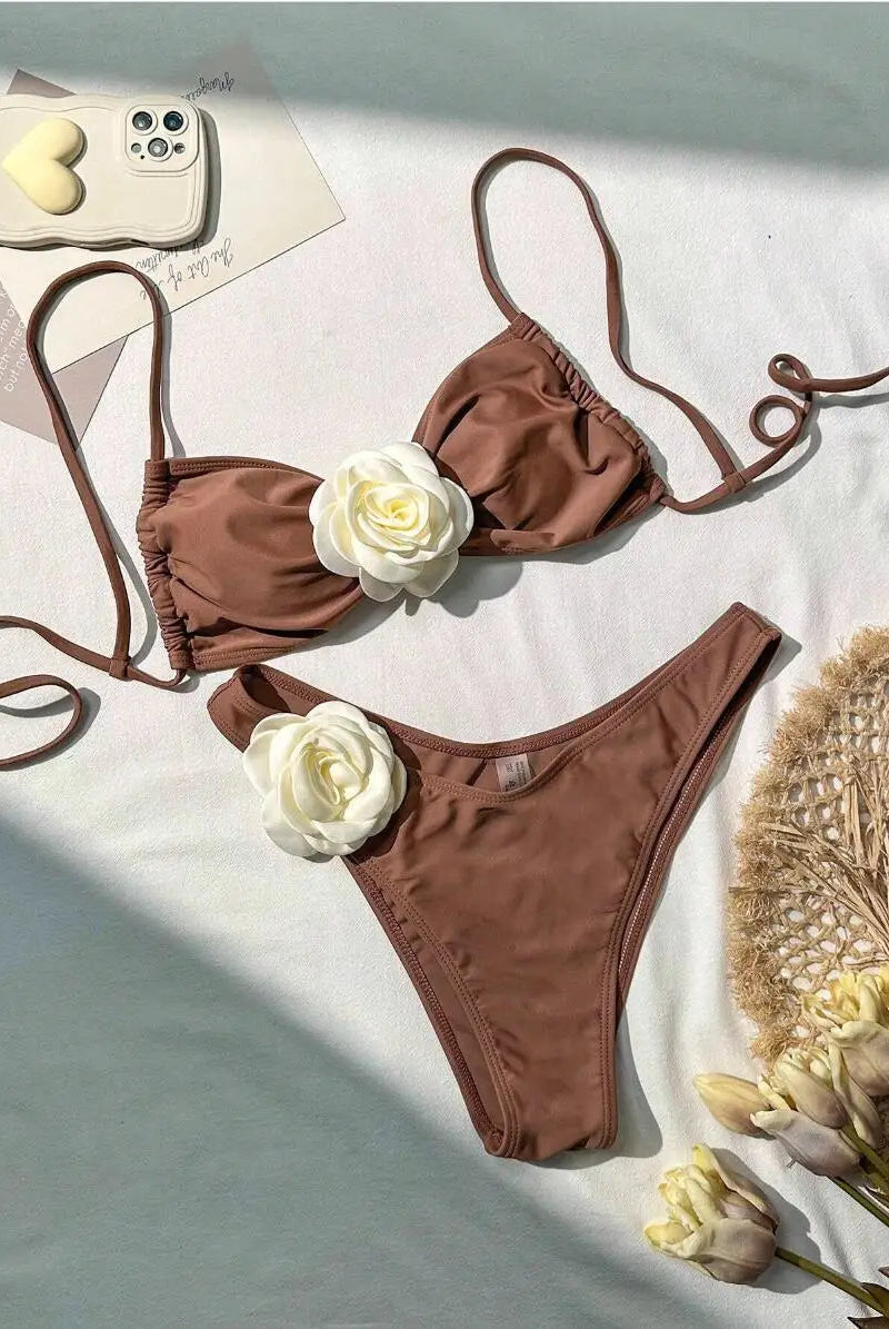 Fleur Push-Up Bikini Set | Floral Accents, Women's Bikini Sets 0