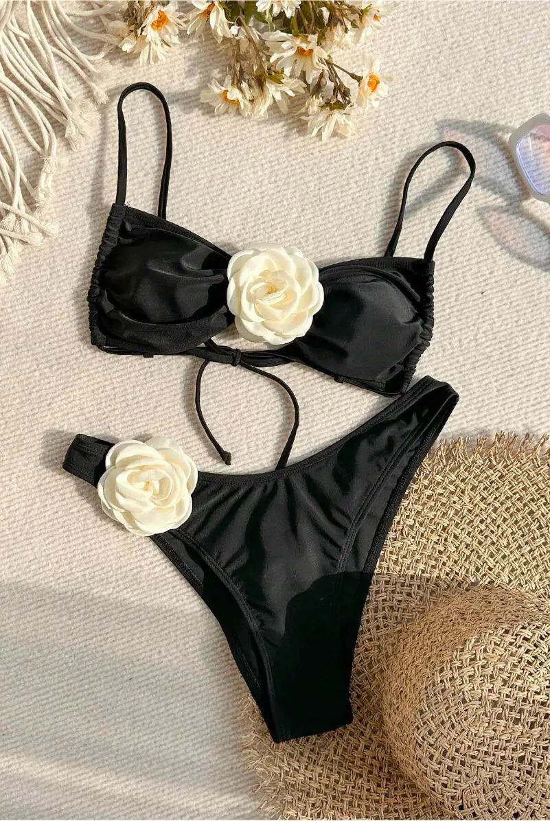 Fleur Push-Up Bikini Set | Floral Accents, Women's Bikini Sets 1