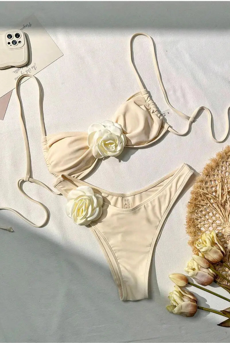 Fleur Push-Up Bikini Set | Floral Accents, Women's Bikini Sets 9