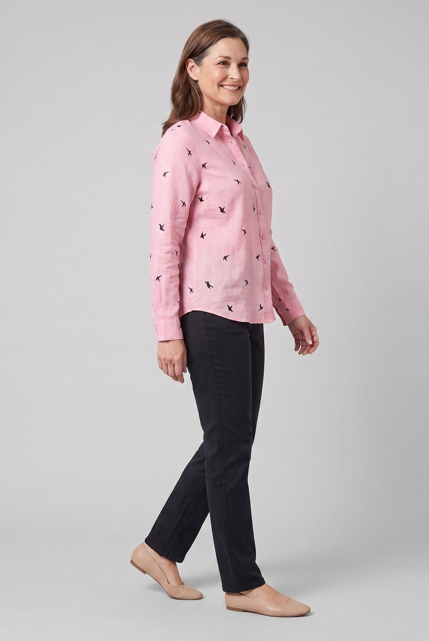 Flora Women's Top | Cotton Linen Long Sleeve Blouse 1