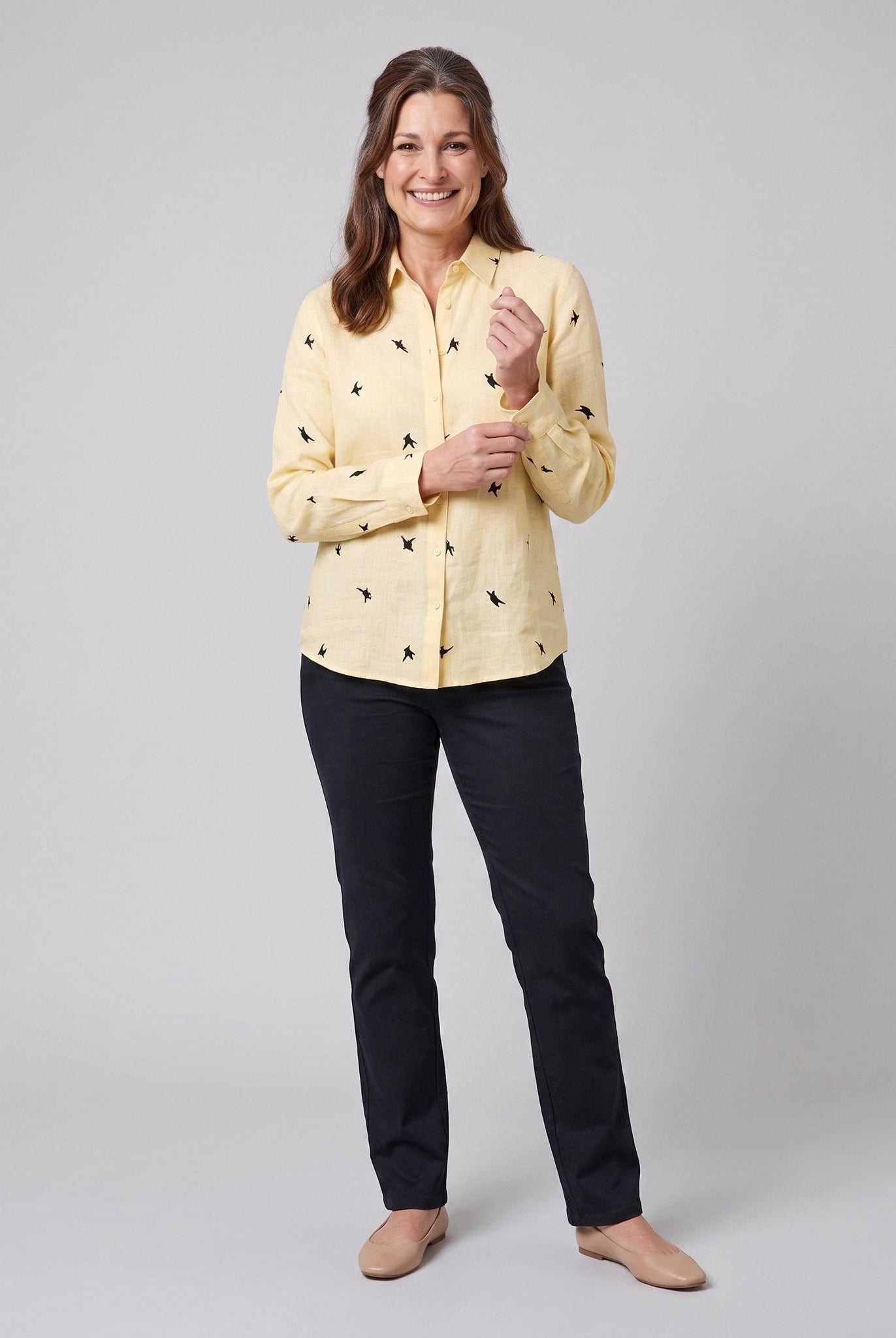 Flora Women's Top | Cotton Linen Long Sleeve Blouse 3