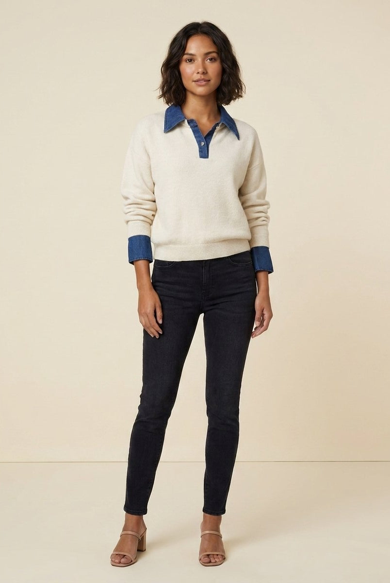 Hanna Patchwork Sweater for Women | Soft Polyester Knit, Cozy and Stylish 0