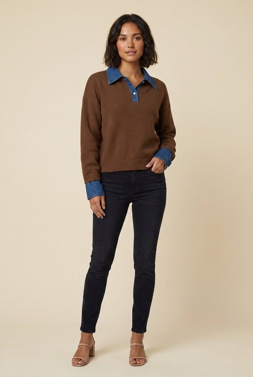 Hanna Patchwork Sweater for Women | Soft Polyester Knit, Cozy and Stylish 1