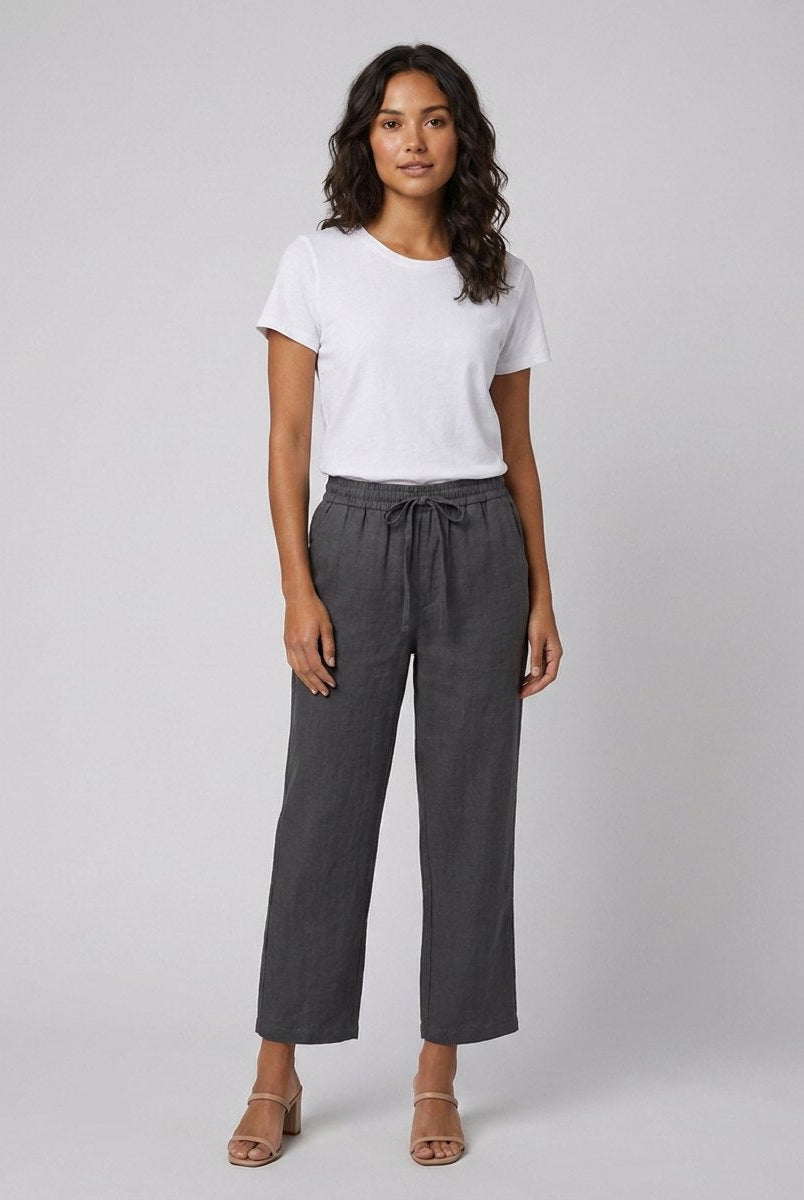 Haru Cropped Trousers | Cotton-Linen Blend, Wide Leg Cropped Pants for Women 1