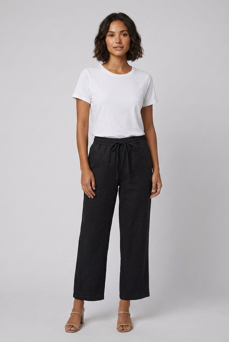 Haru Cropped Trousers | Cotton-Linen Blend, Wide Leg Cropped Pants for Women 3