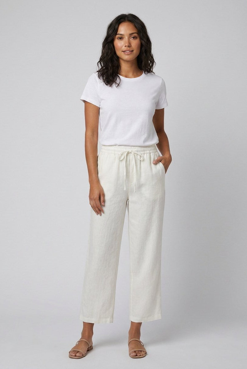 Haru Cropped Trousers | Cotton-Linen Blend, Wide Leg Cropped Pants for Women 4