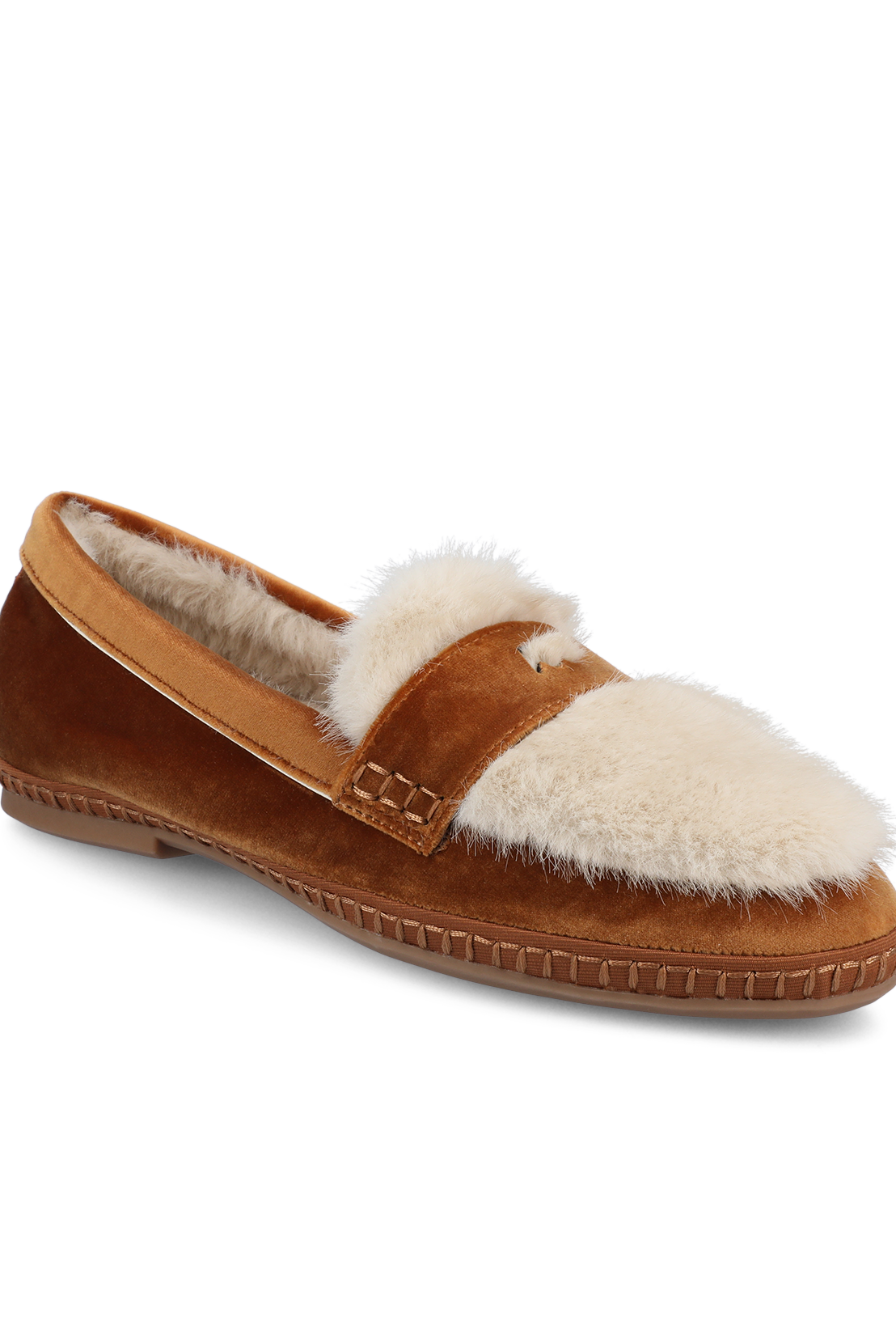 Haven Loafer Slipper | Tan Velvet, Faux Fur Lining, Anatomic Footbed 0