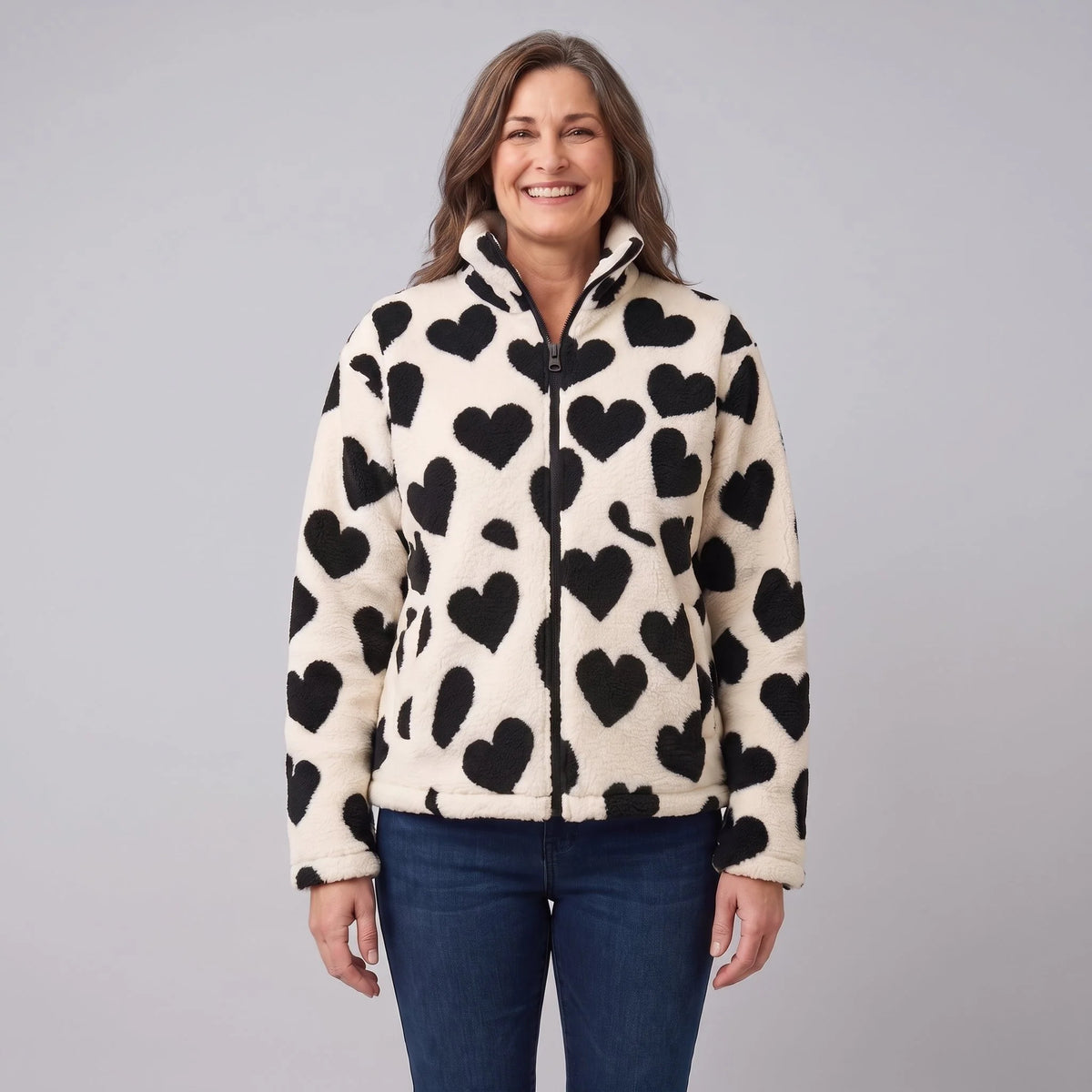 Haven Women's Jacket | Reversible Heart Pattern, Soft and Cosy 0