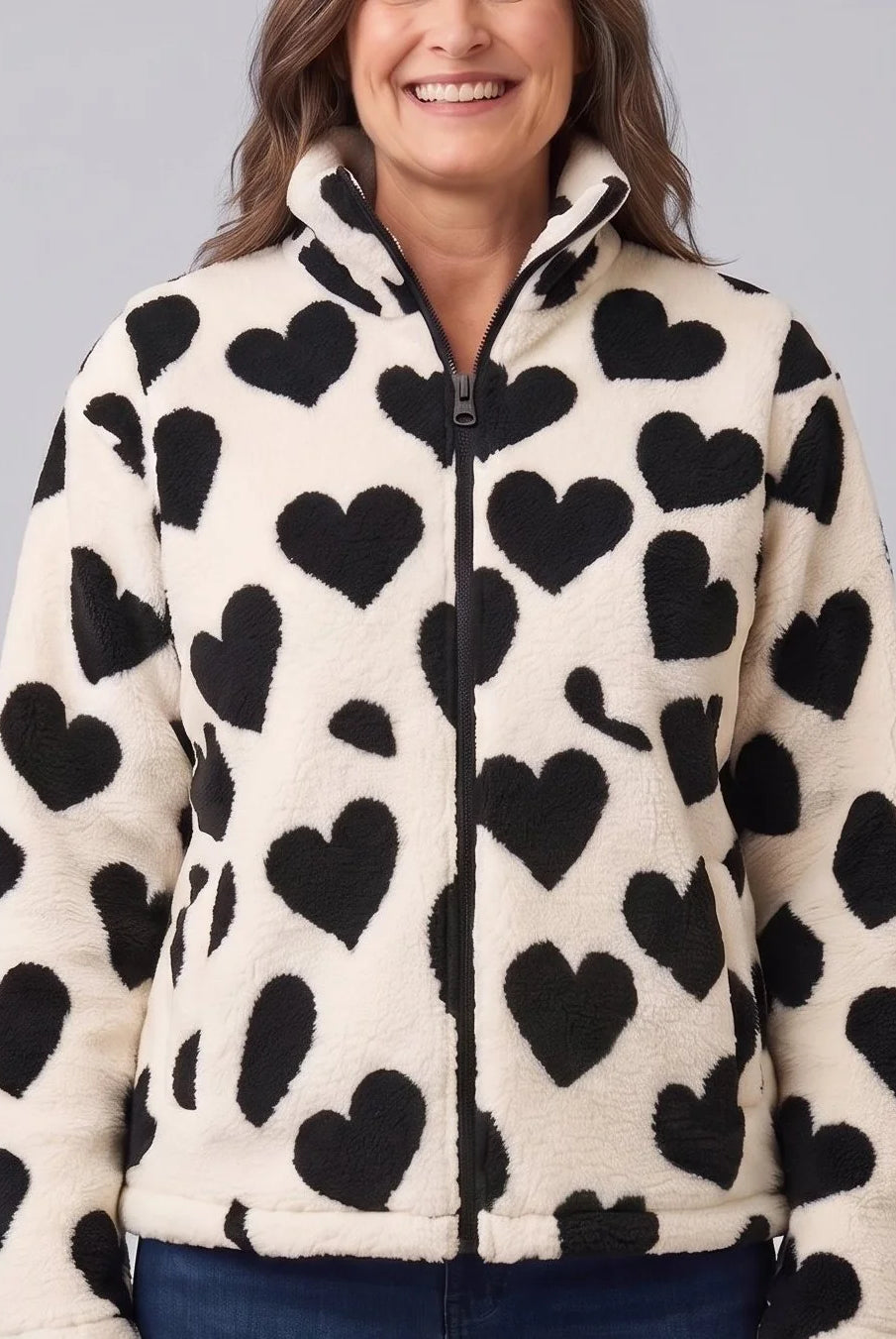Haven Women's Jacket | Reversible Heart Pattern, Soft and Cosy 1