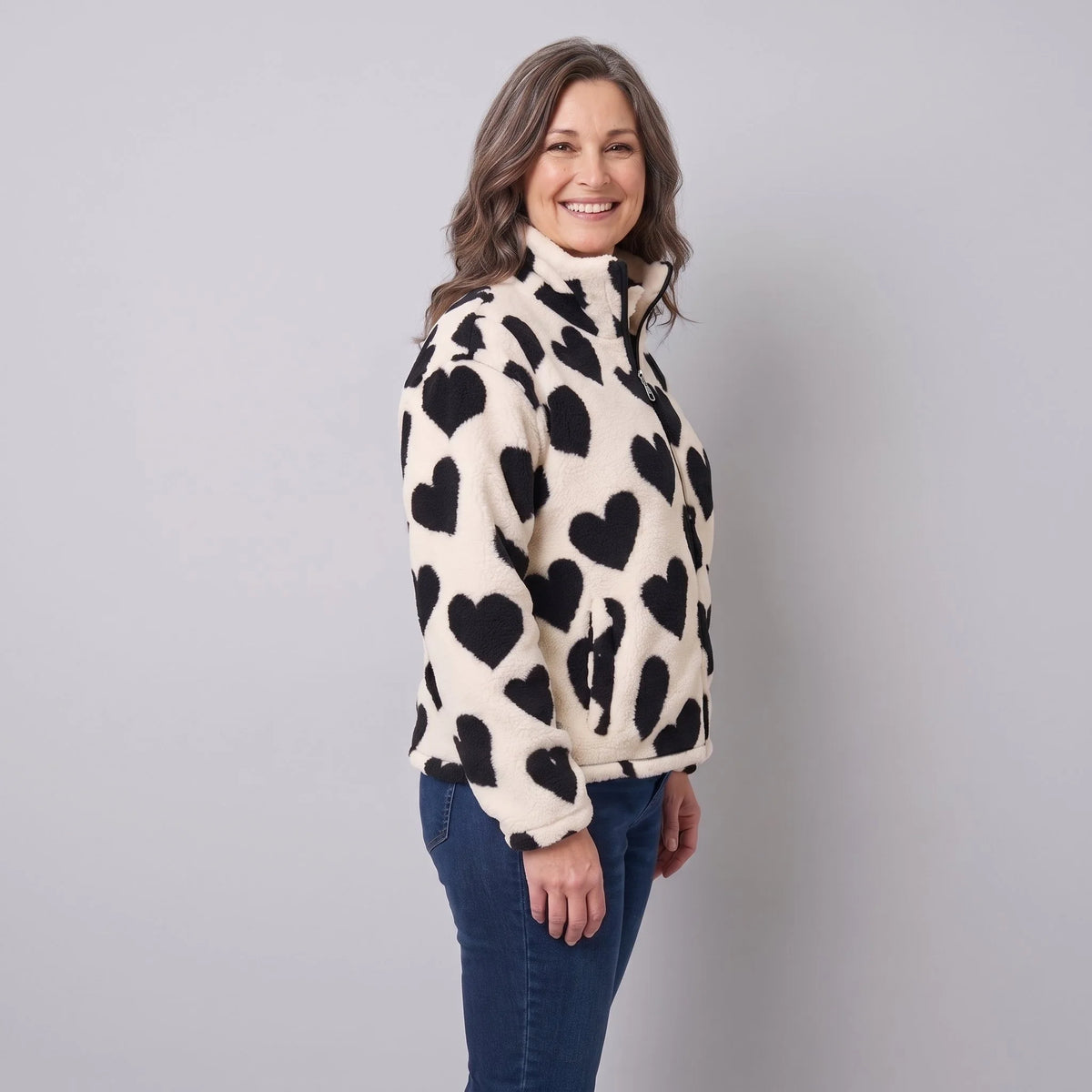 Haven Women's Jacket | Reversible Heart Pattern, Soft and Cosy 2