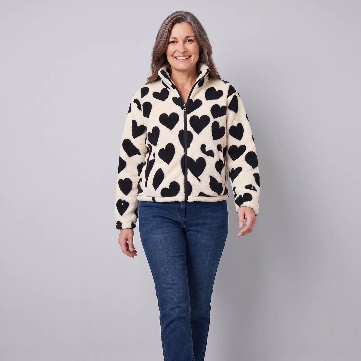 Haven Women's Jacket | Reversible Heart Pattern, Soft and Cosy 3