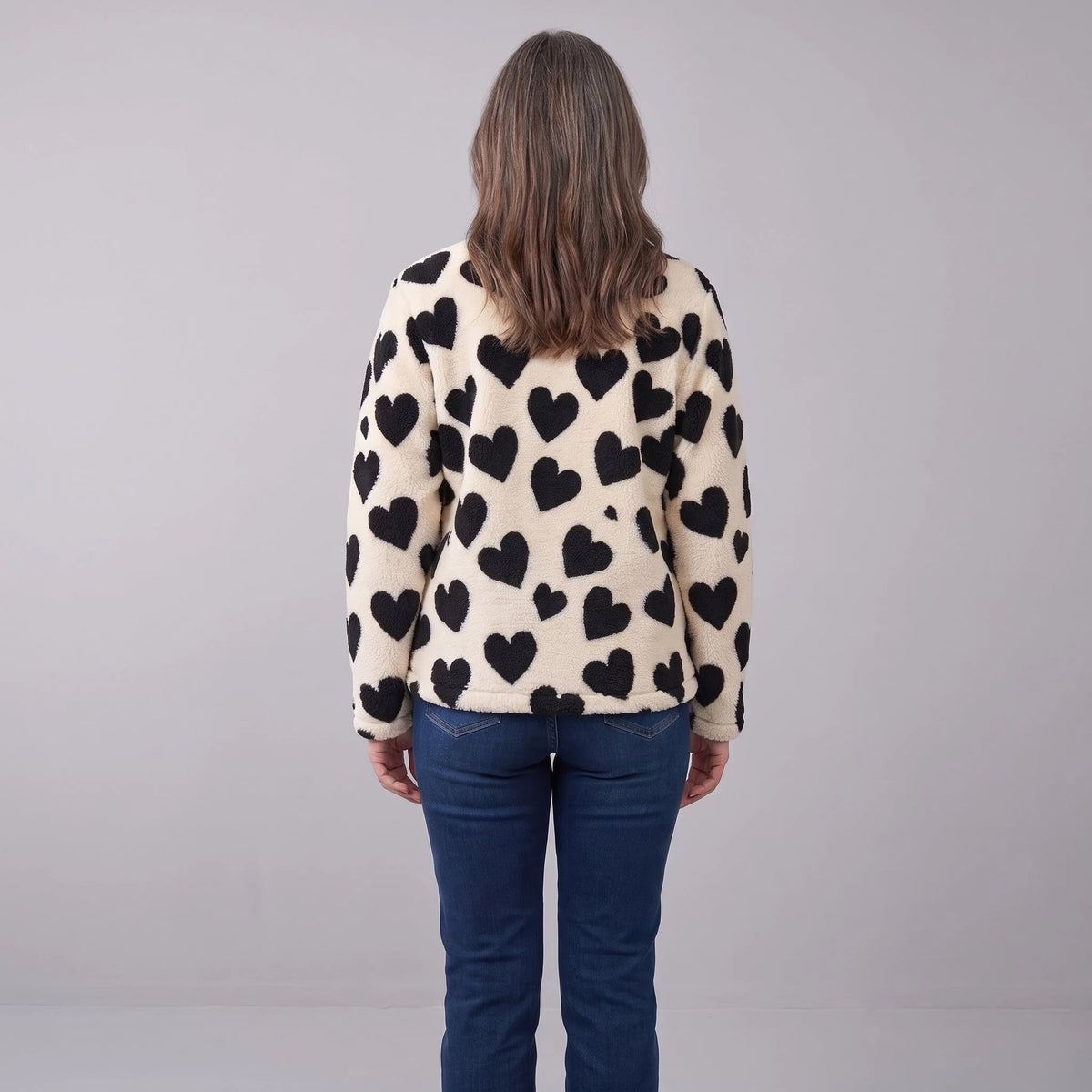 Haven Women's Jacket | Reversible Heart Pattern, Soft and Cosy 4