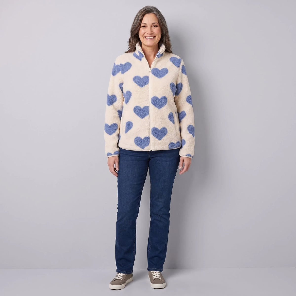 Haven Women's Jacket | Reversible Heart Pattern, Soft and Cosy 7