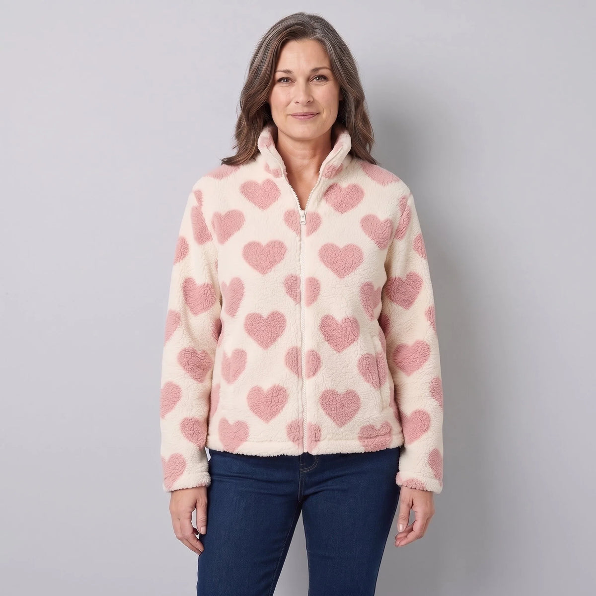 Haven Women's Jacket | Reversible Heart Pattern, Soft and Cosy 8