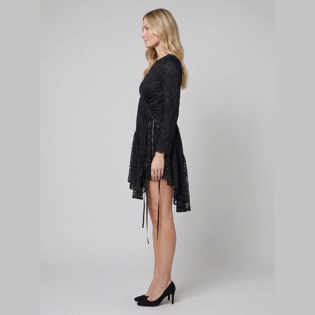 Hera Lace Dress | Ruched Tiered Midi, Sleeveless, White Cocktail Dress for Wedding Guests 2