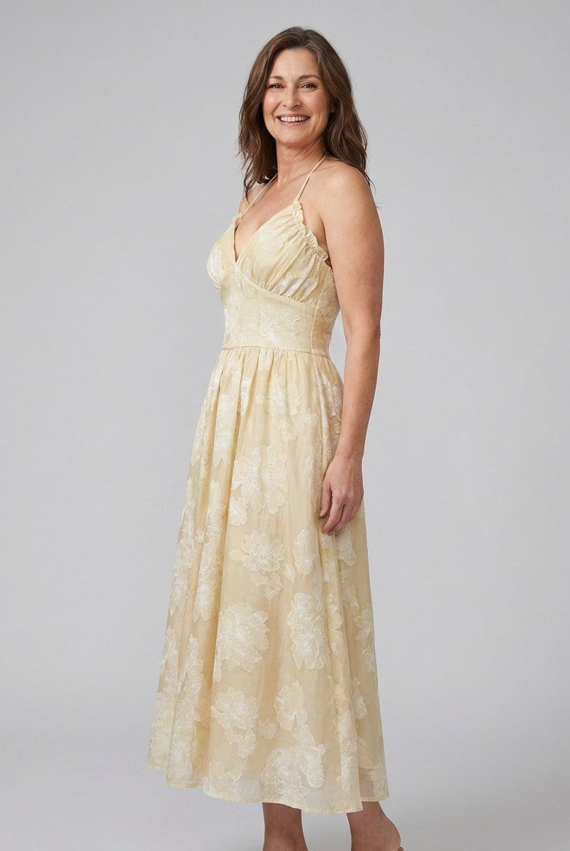 Ivy Maxi Dress | Floral Print, Halterneck A-Line Summer Dress for Wedding Guests 1