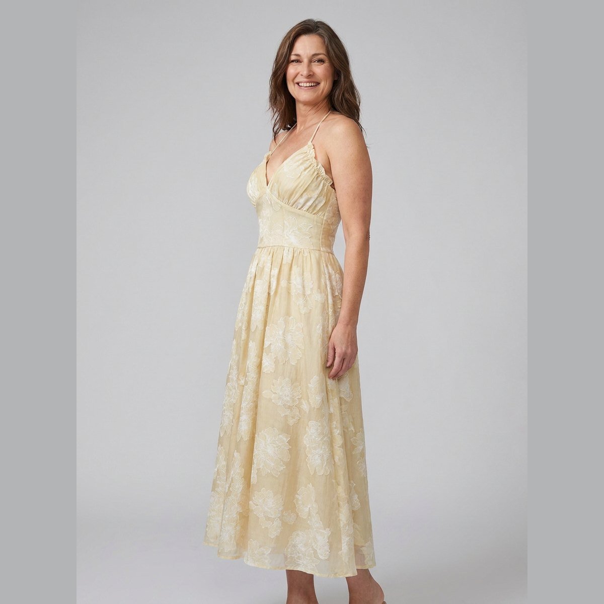 Ivy Maxi Dress | Floral Print, Halterneck A-Line Summer Dress for Wedding Guests 1