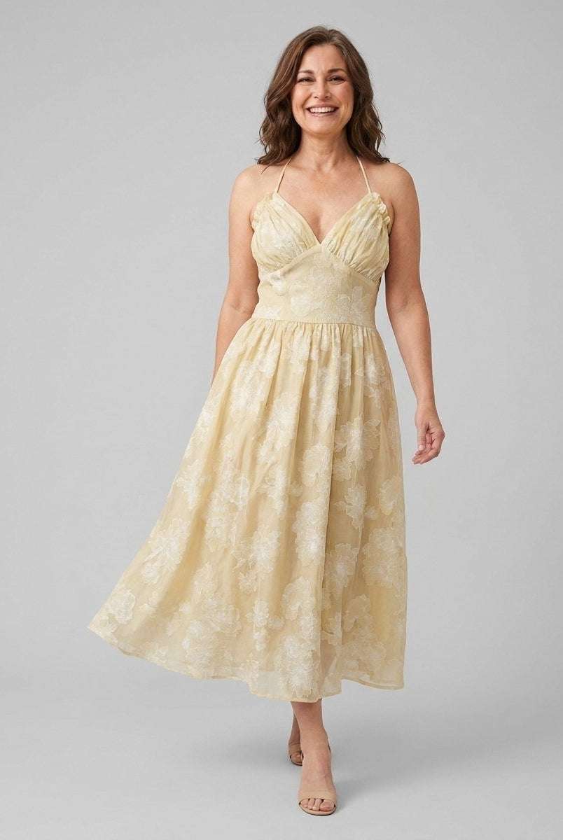 Ivy Maxi Dress | Floral Print, Halterneck A-Line Summer Dress for Wedding Guests 2