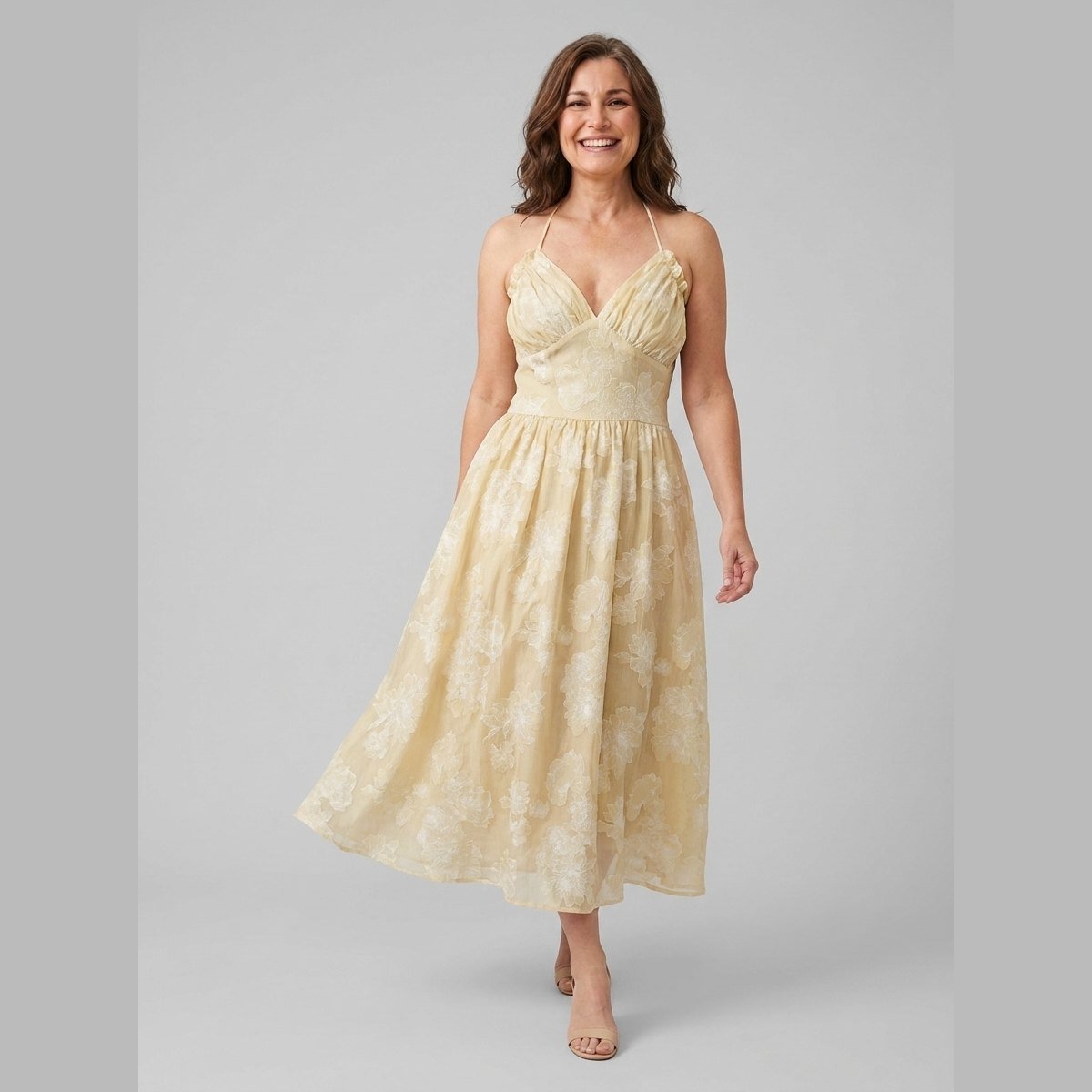 Ivy Maxi Dress | Floral Print, Halterneck A-Line Summer Dress for Wedding Guests 2