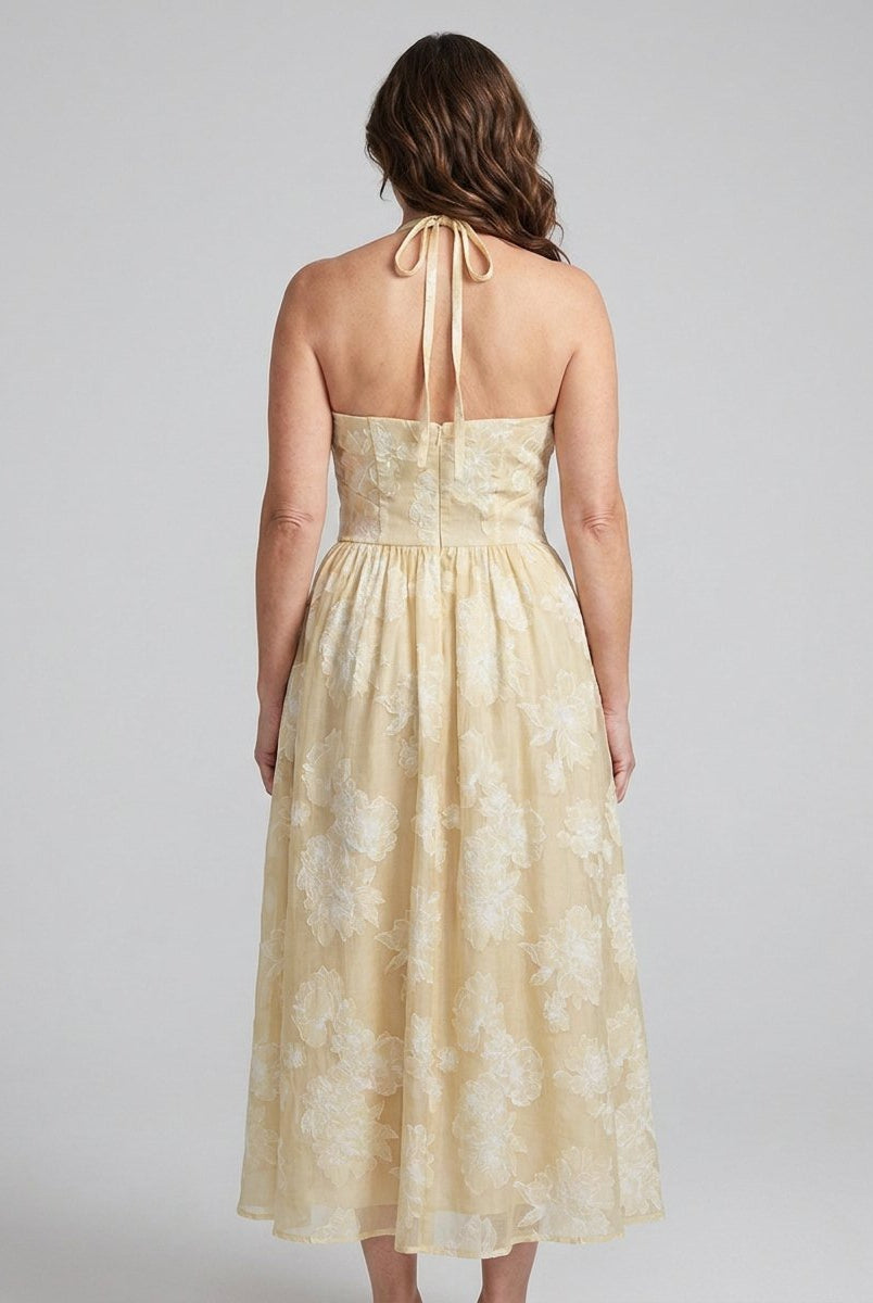 Ivy Maxi Dress | Floral Print, Halterneck A-Line Summer Dress for Wedding Guests 3