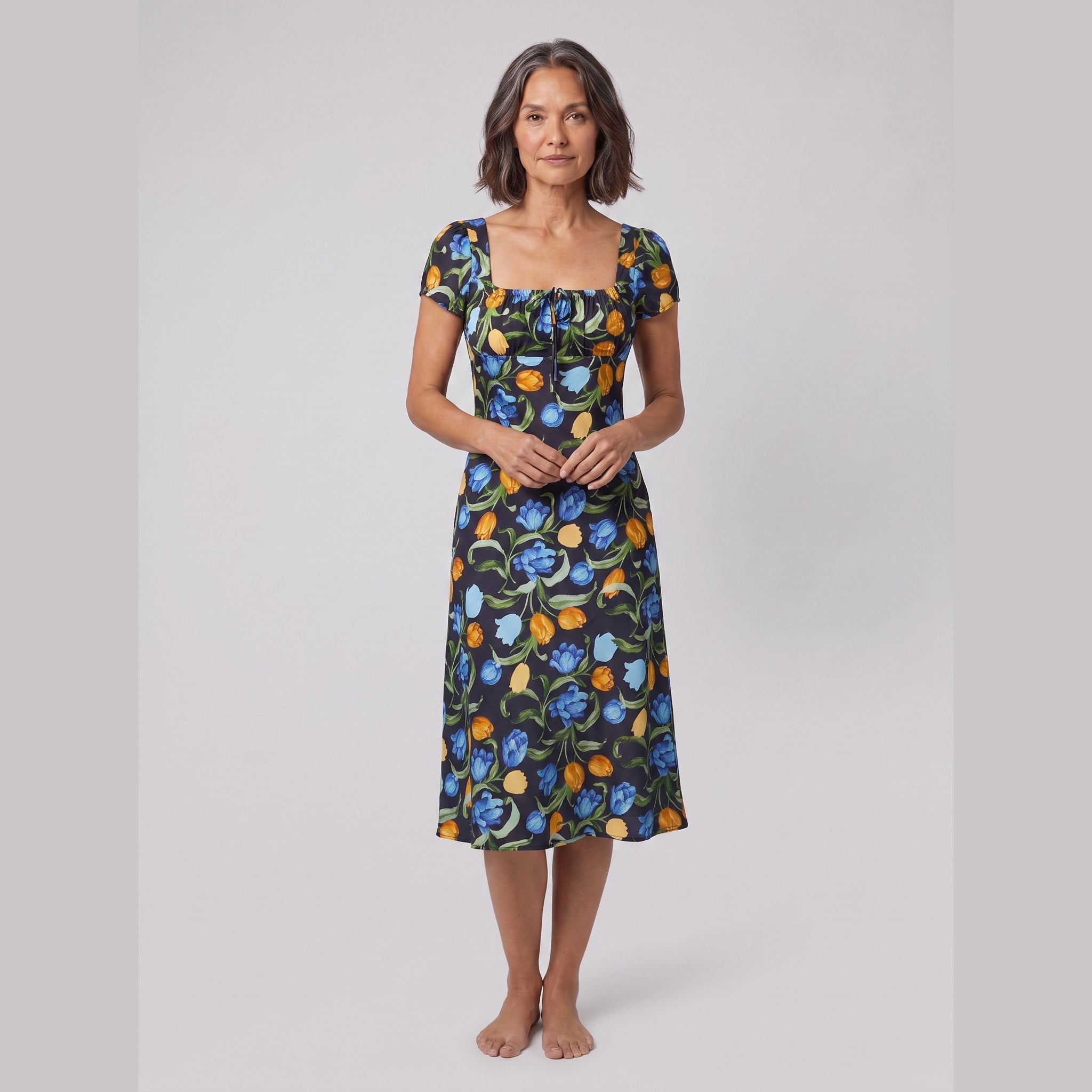 Ivy Summer Dress | Floral Print, Square Neckline, Lightweight 0