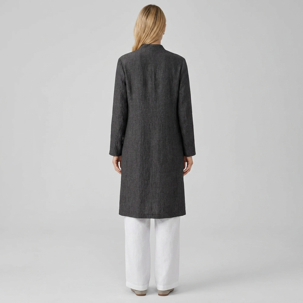 Jovia Linen Shirt Jacket | Mandarin Collar, Button-Up Women's Outerwear 3