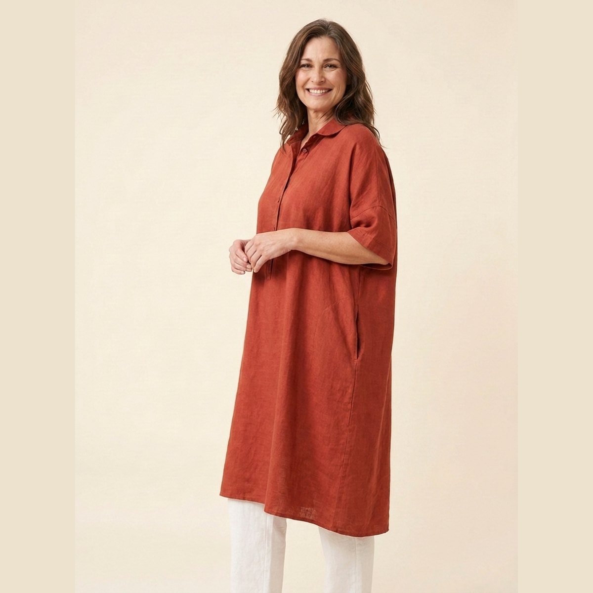 Jovia Women's Dress | Plus Size, Casual Linen Summer Dress 1