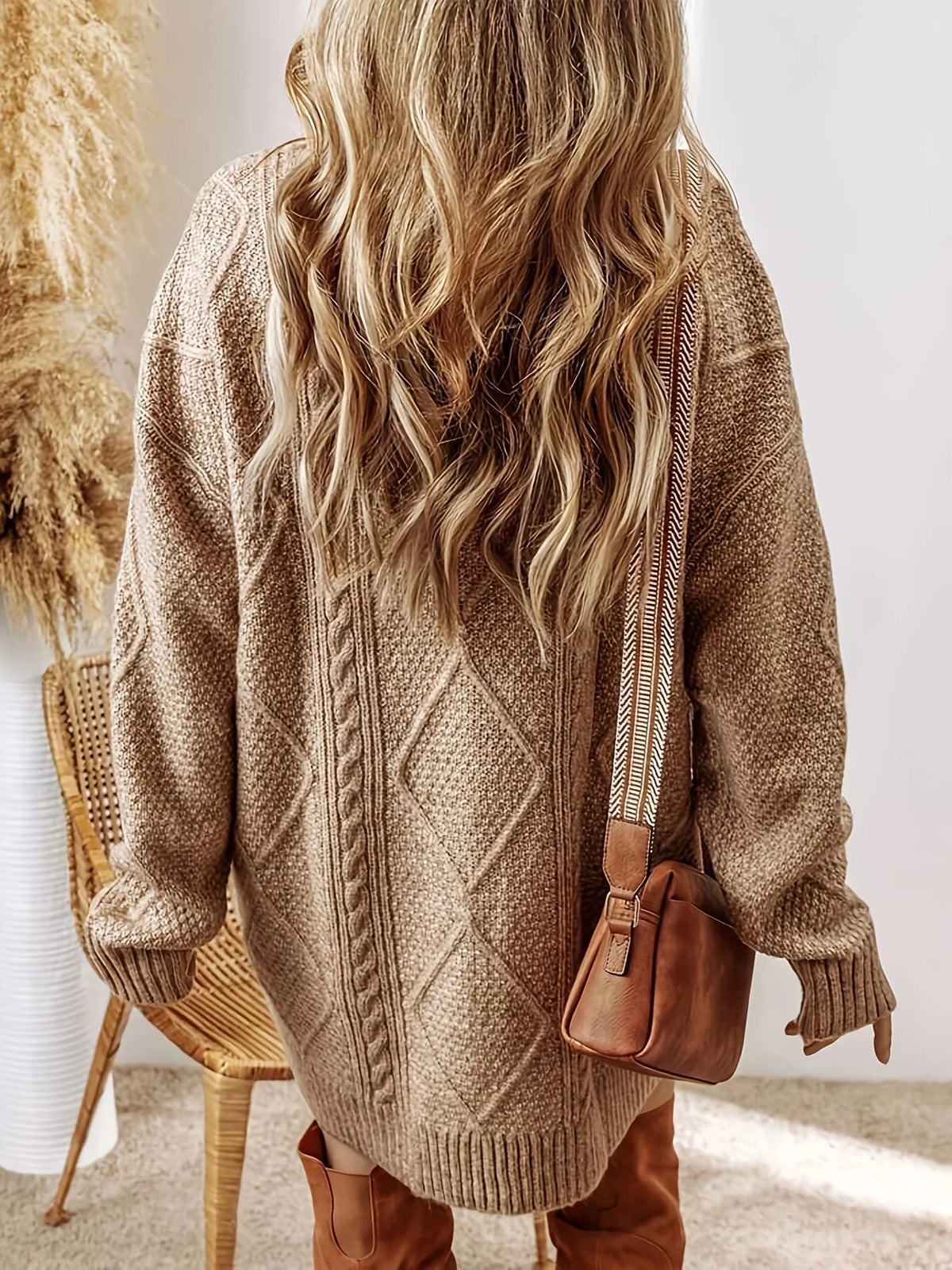 Juno Sweater Dress | Chunky Cable Knit, Mini Length for Women 5